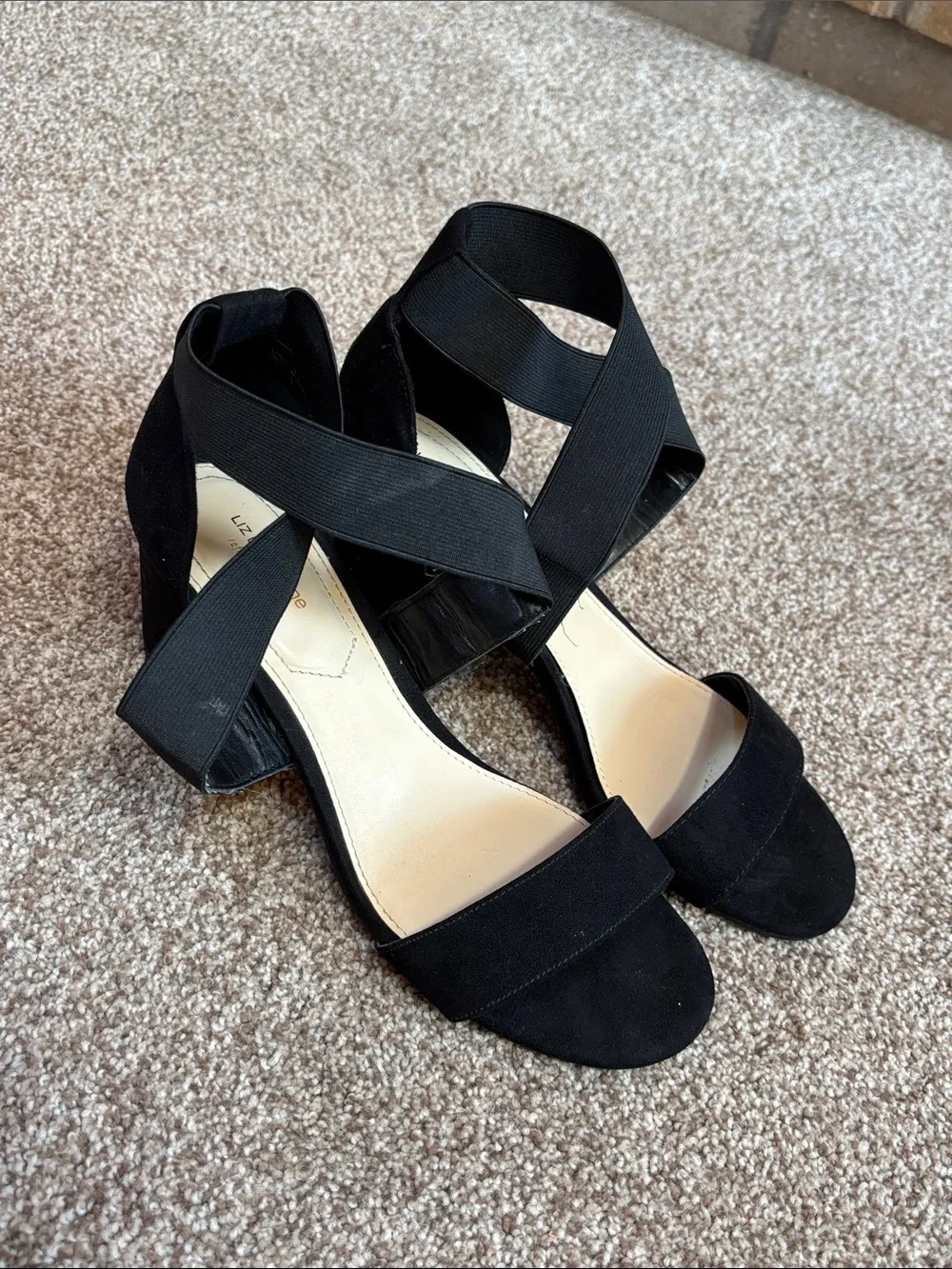 Liz Claiborne Black Cross-Strap Block Heel Sandals